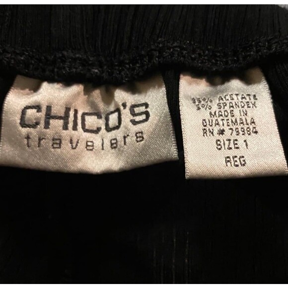 CHICO'S Travelers Size 1 REG Black Rib Knit pull on elastic waist Pants US M - Picture 4 of 4